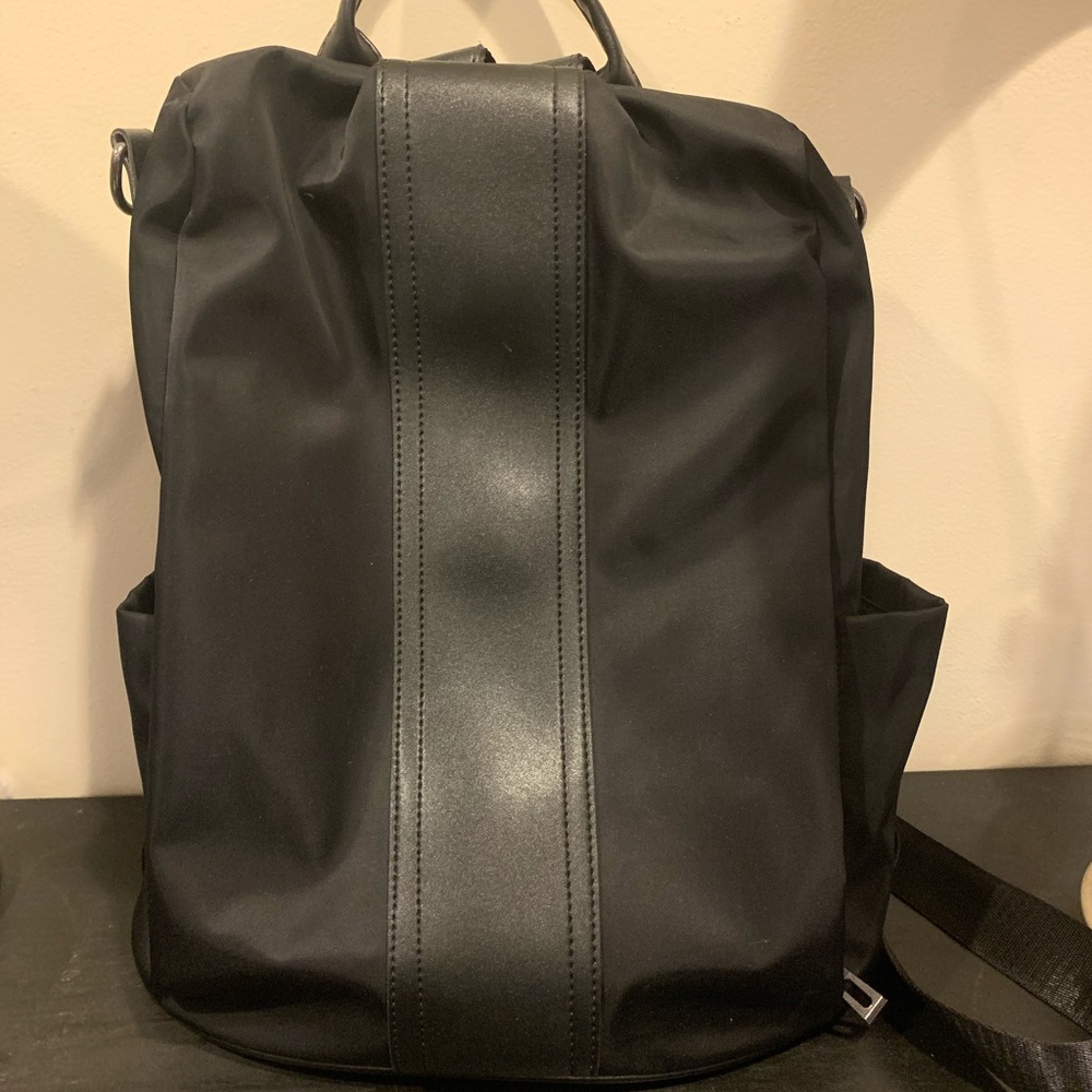 TRAVEL Backpack Rucksack black faux leather